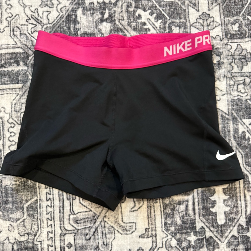 Black and Pink Nike Pro compression running shorts large